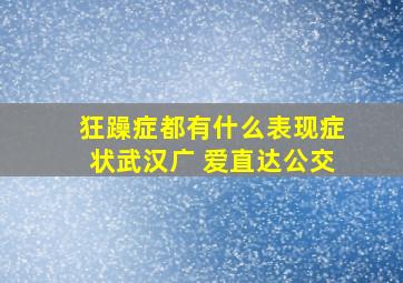 狂躁症都有什么表现症状武汉广 爱直达公交